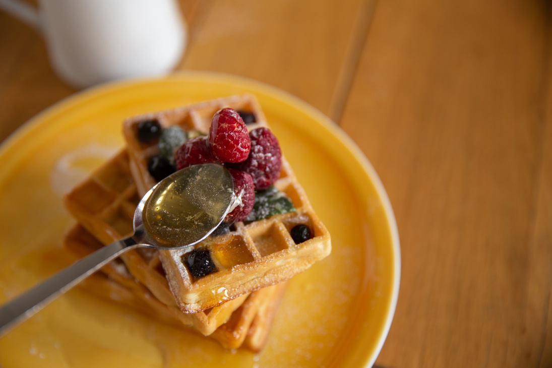 Waffles on a Yellow Plate